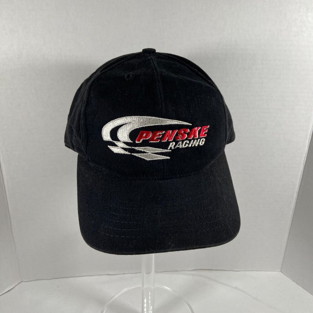 Penske Racing Hat Black Adjustable Embroidered NASCAR Indy Cap